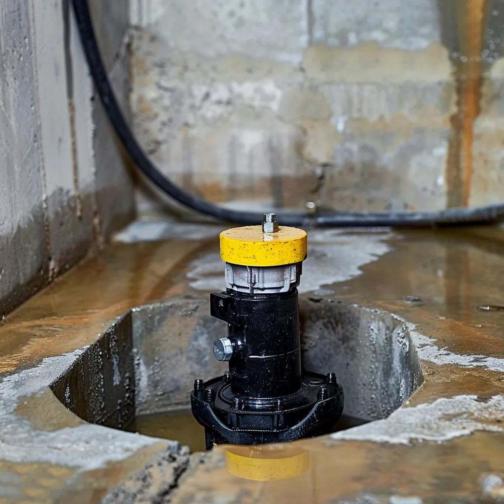 Installed sump pump in a basement sump pit for effective flood protection