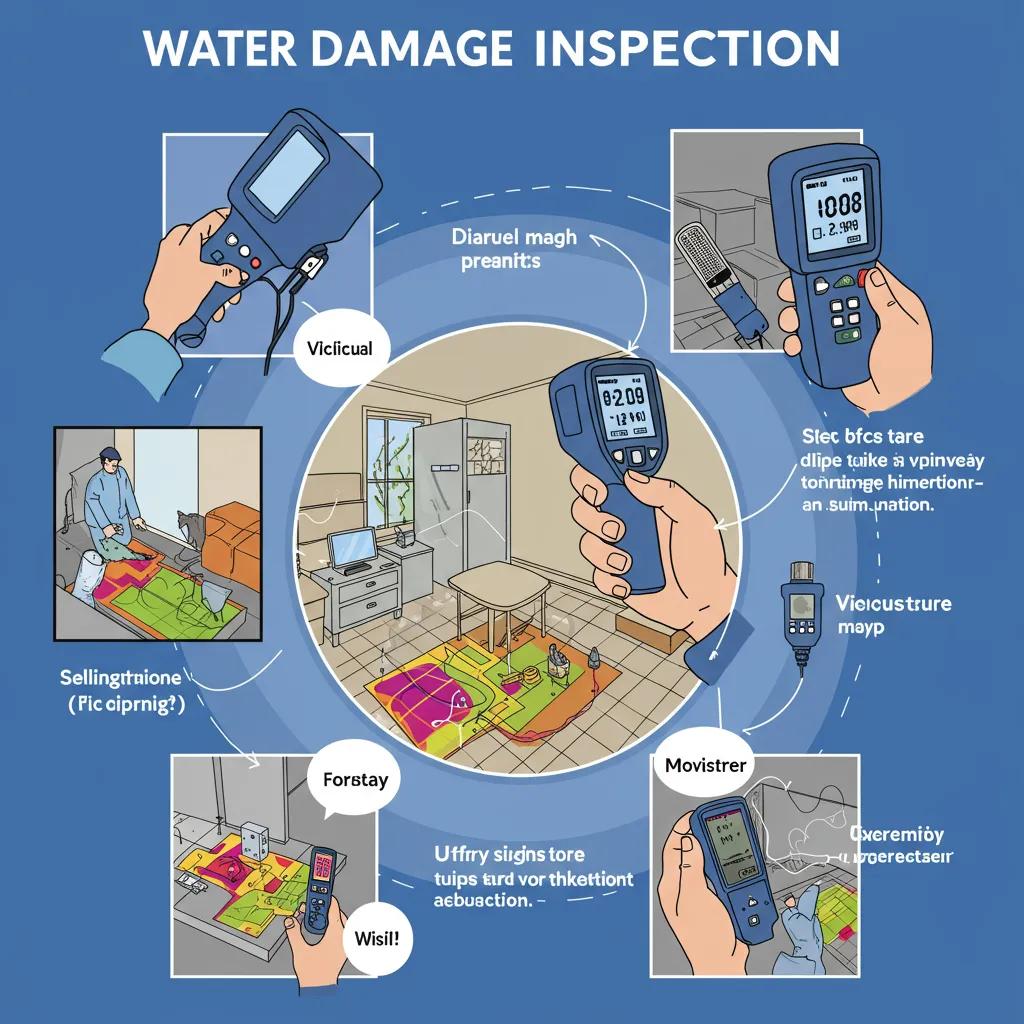 Water damage assessor using thermal camera and moisture meter during inspection process